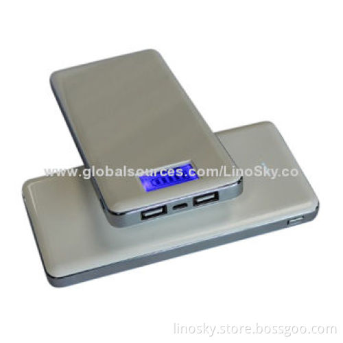 12,000mAh LCD Display Power Bank , 5V 1A +2.1A Output, Ultra-thin, True Capacity